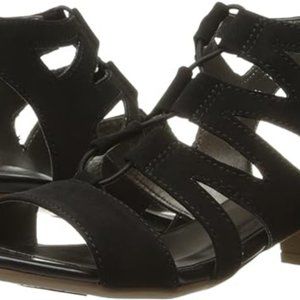 LIFE STRIDE Women's Low Heel "Meaning" Gladiator Sandal, 6.5 M Black, NEW